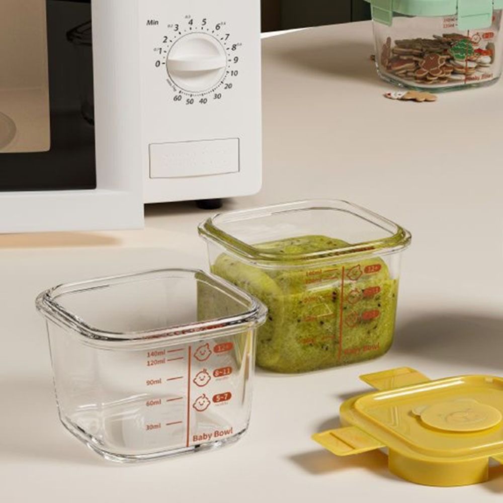 Baby Food Jars Glass - กล่องเก็บอาหารขนาด 170 มล. ใหม่ ใช้กับไมโครเวฟได้ ปลอดภัยสำหรับอาหารเด็ก