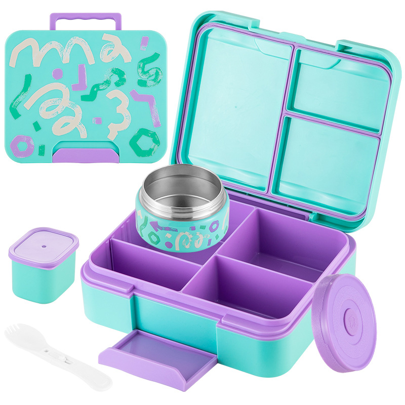 Baby Food Jar Insulated - กล่องอาหารกลางวันสำหรับเด็กพร้อมกระติกเก็บความร้อน ป้องกันการรั่วซึม สำหรับใส่อาหารว่างและอาหารกลางวันที่โรงเรียน เหมาะสำหรับเด็กชายและเด็กหญิง