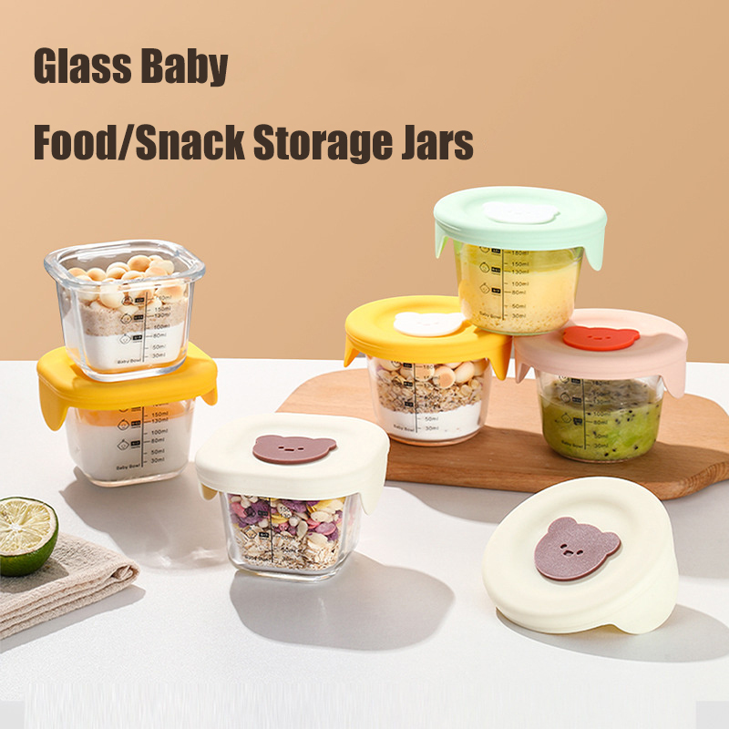 Baby Food Jars Glass - 180ml แก้วเก็บอาหารเด็ก Jars พร้อมฝาปิด LeakProof ขนมขบเคี้ยว