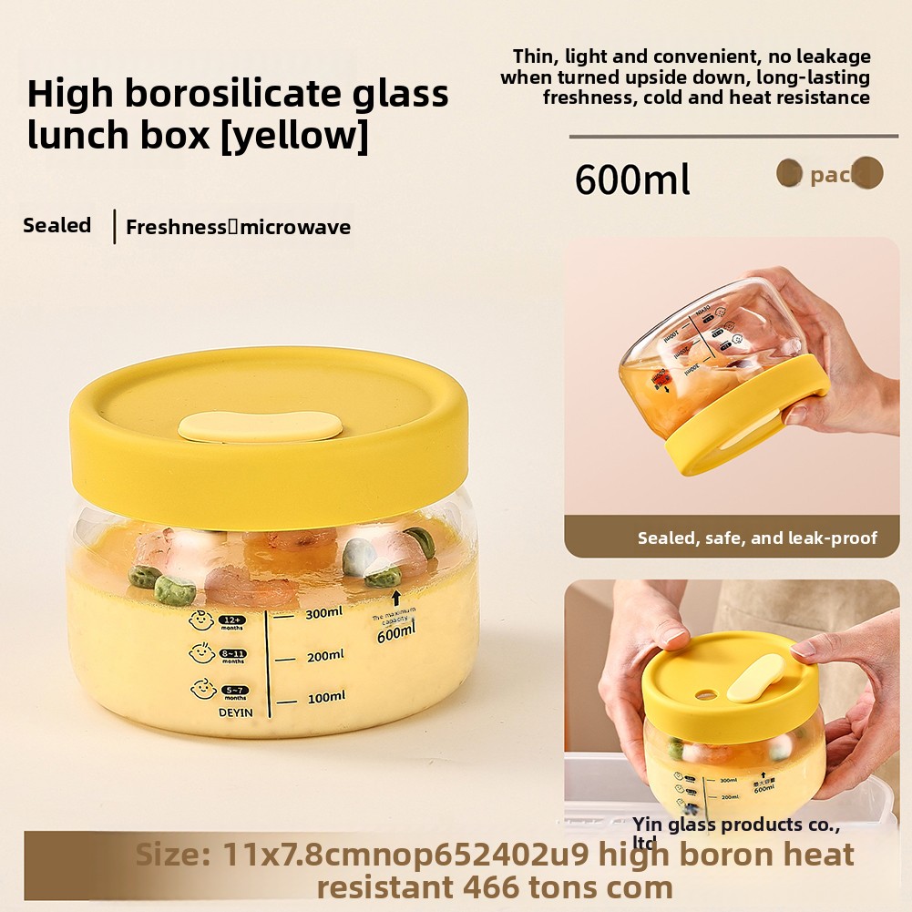 Baby Food Jars Glass - ภาชนะเก็บอาหารแก้ว Airtight Leakproof ชามอาหารกล่องอาหารกลางวัน Bento เตาอบไมโครเวฟเครื่องล้างจานปลอดภัยบรรจุอาหารกลางวัน