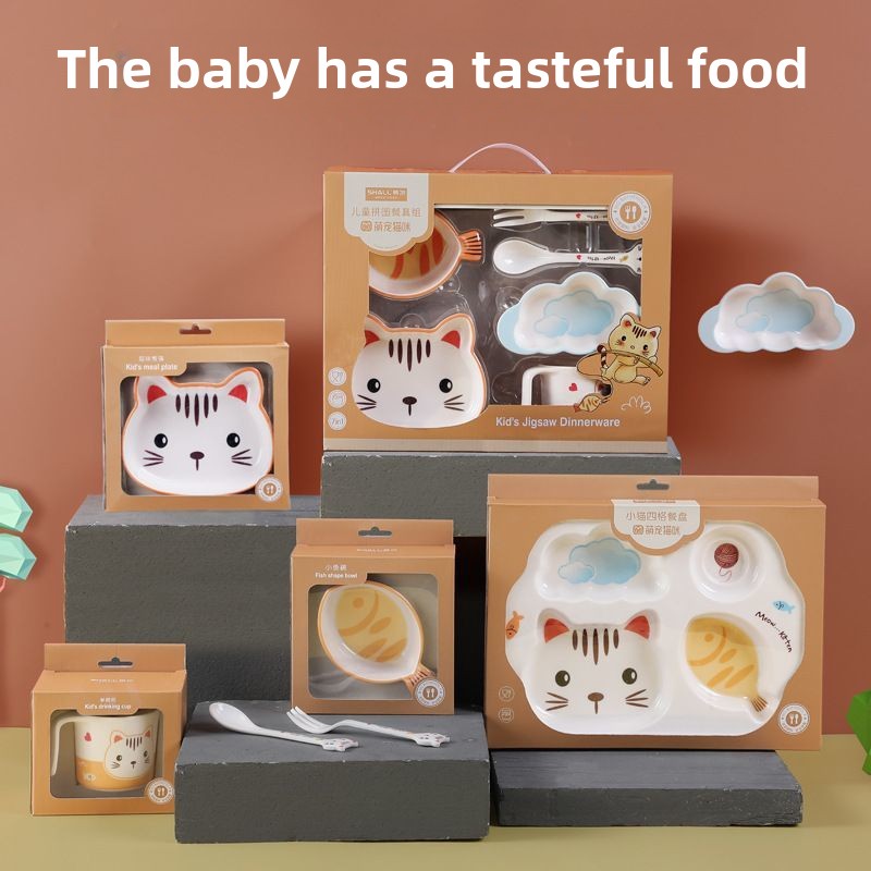 ชุดกล่องของขวัญชุดจานชามเด็ก ล - Baby Food Kitten บทวิจารณ์และราคา