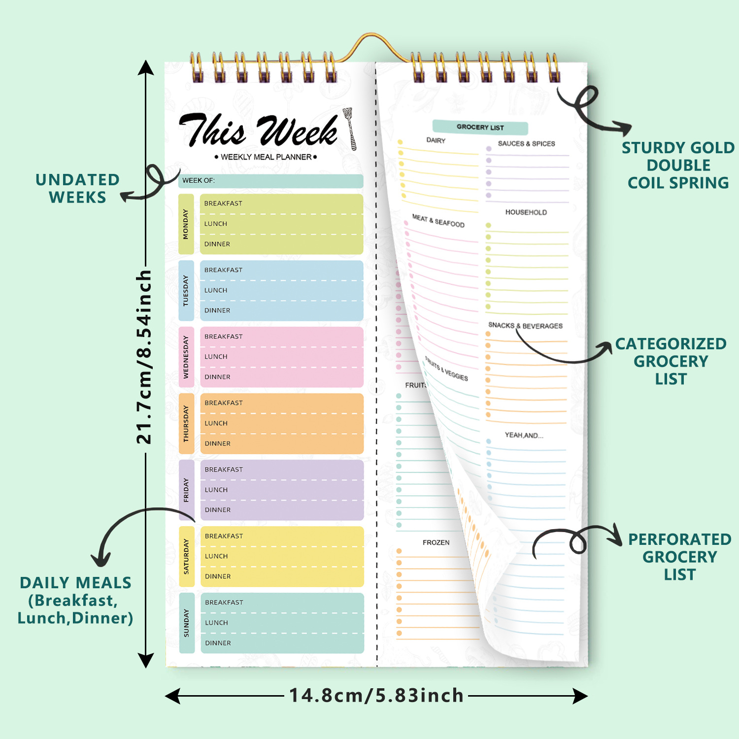 สมุดโน้ตแบบฉีกได้ A5 ลายสไปรัล - Baby Food Schedule บทวิจารณ์และราคา